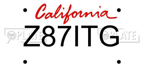 Z87ITG California License Plate