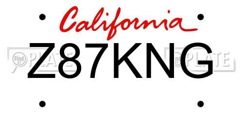 Z87KNG California License Plate