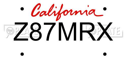 Z87MRX California License Plate