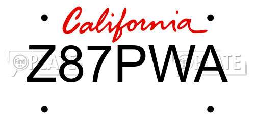 Z87PWA California License Plate
