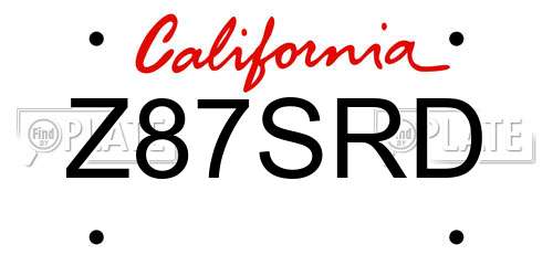 Z87SRD California License Plate