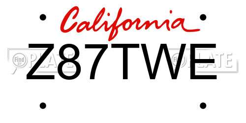 Z87TWE California License Plate