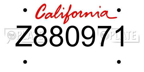 Z880971 California License Plate