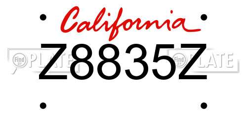 Z8835Z California License Plate