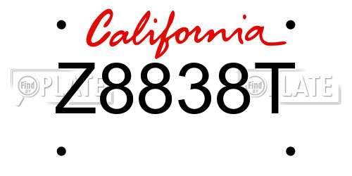 Z8838T California License Plate