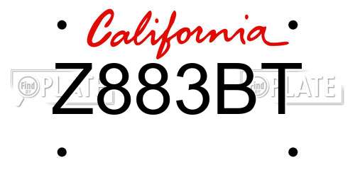 Z883BT California License Plate