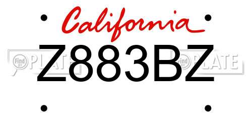 Z883BZ California License Plate