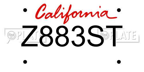 Z883ST California License Plate
