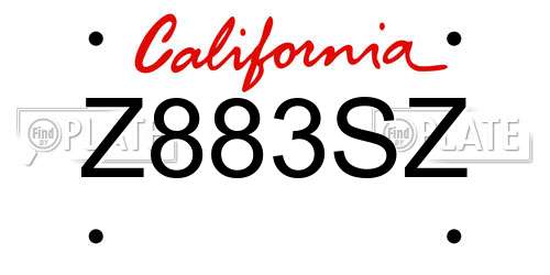 Z883SZ California License Plate