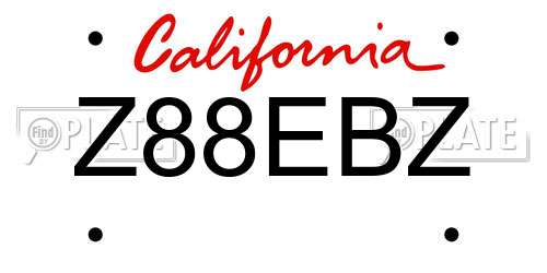 Z88EBZ California License Plate