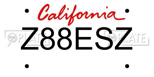 Z88ESZ California License Plate