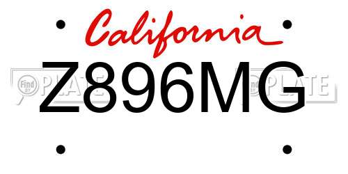 Z896MG California License Plate