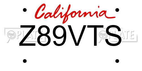 Z89VTS California License Plate