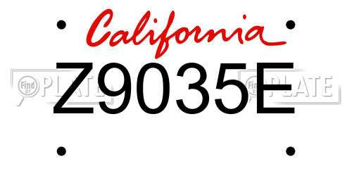 Z9035E California License Plate