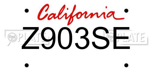 Z903SE California License Plate
