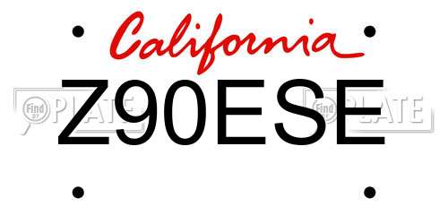 Z90ESE California License Plate