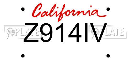 Z914IV California License Plate