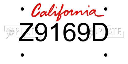 Z9169D California License Plate