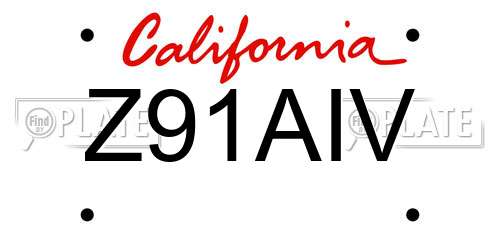 Z91AIV California License Plate