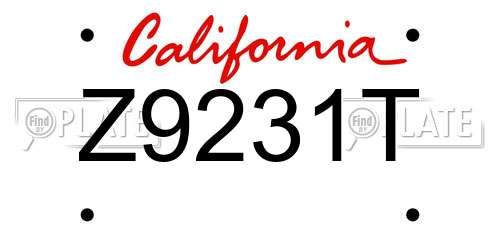 Z9231T California License Plate