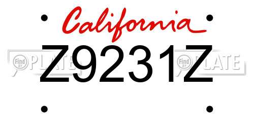 Z9231Z California License Plate