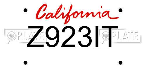 Z923IT California License Plate