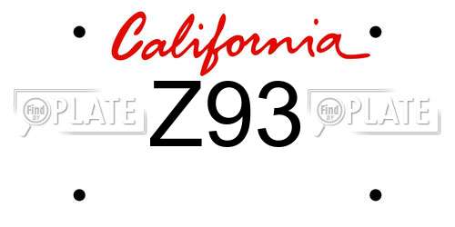 Z93 California License Plate