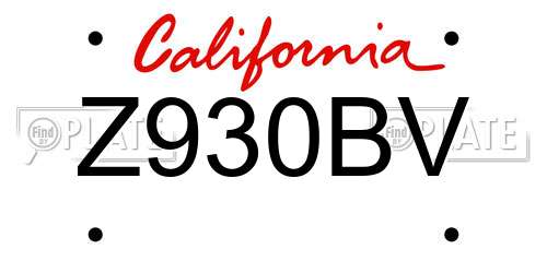 Z930BV California License Plate