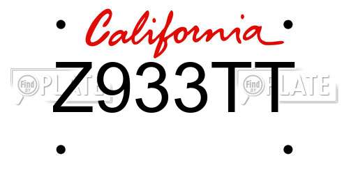 Z933TT California License Plate