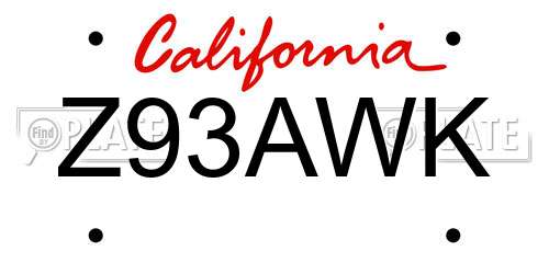 Z93AWK California License Plate