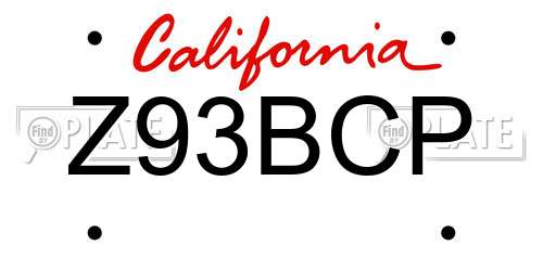Z93BCP California License Plate