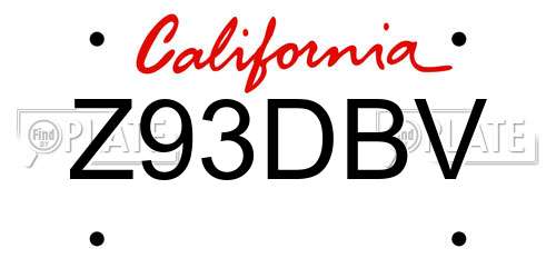Z93DBV California License Plate