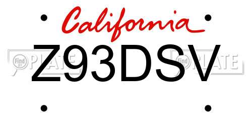 Z93DSV California License Plate