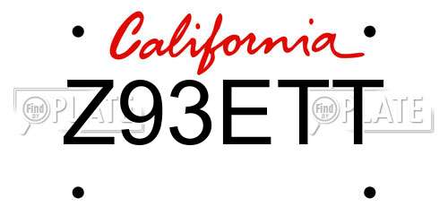 Z93ETT California License Plate