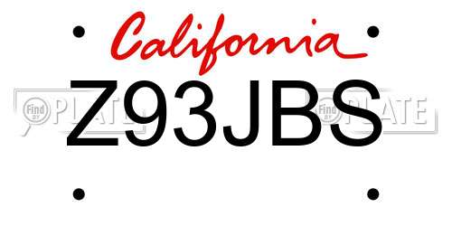 Z93JBS California License Plate