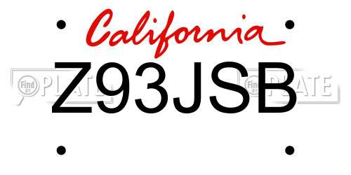 Z93JSB California License Plate