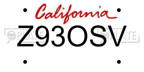 Z93OSV California License Plate