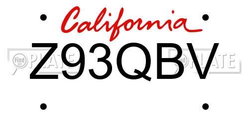 Z93QBV California License Plate