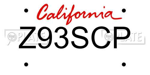 Z93SCP California License Plate