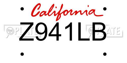 Z941LB California License Plate