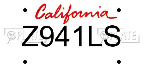 Z941LS California License Plate