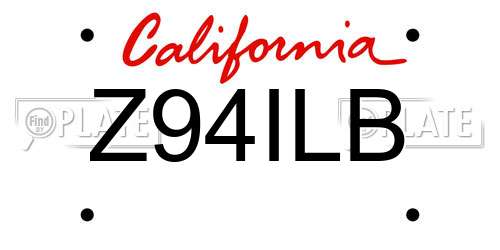 Z94ILB California License Plate