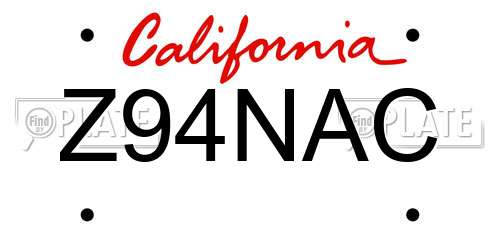 Z94NAC California License Plate