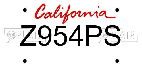 Z954PS California License Plate