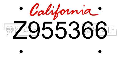 Z955366 California License Plate