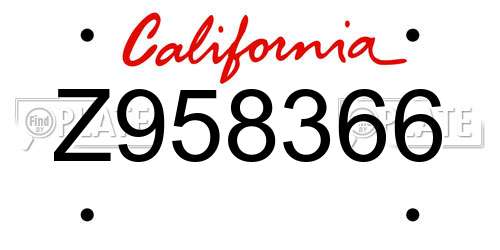 Z958366 California License Plate