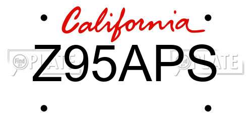 Z95APS California License Plate