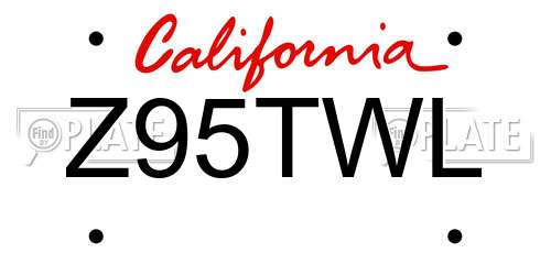 Z95TWL California License Plate
