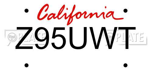 Z95UWT California License Plate