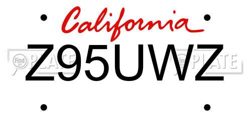 Z95UWZ California License Plate